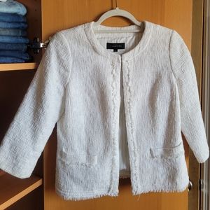 3/4 Sleeves Tweet Talbota White Jacket